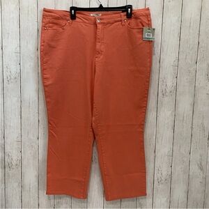 John Mark Positano Coral Denim Ankle Pants 20W Stretch High Rise Cotton NWT